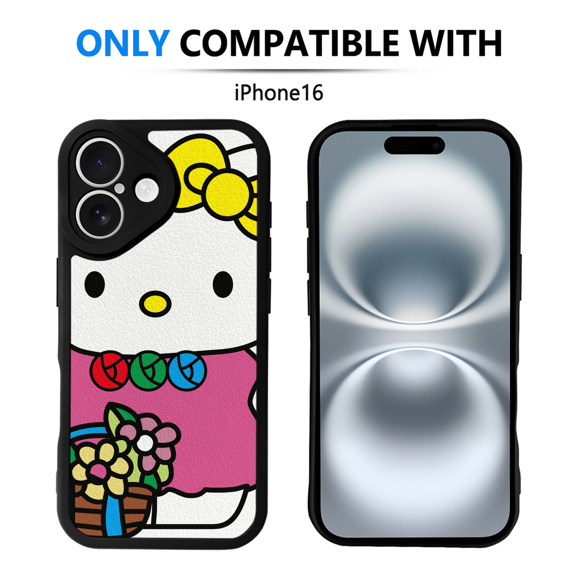 （画像用） Hello Kitty ハローキティ 【iPhone 16シリーズ対応】シリコンスマホケース（レザー調） 材質：シリコン